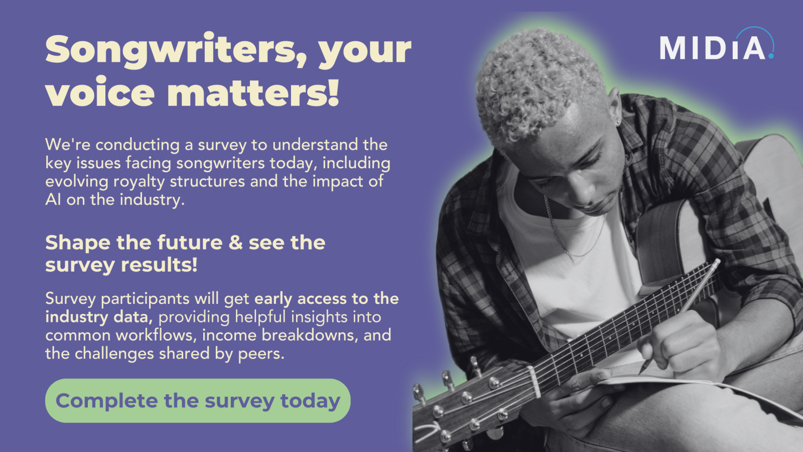 Cover image for Songwriters, we want to hear from you – take our survey!