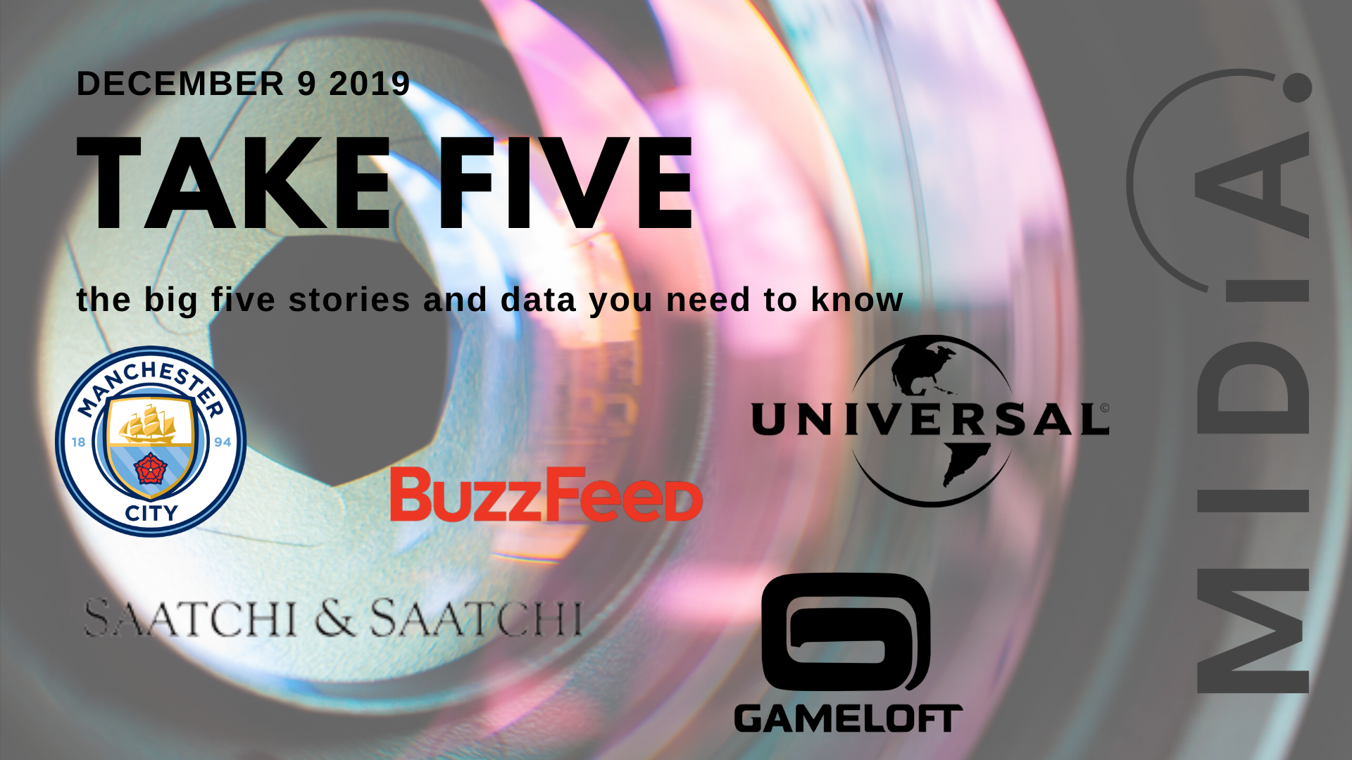 Cover image for Take Five (the big five stories and data you need to know) December 9th 2019