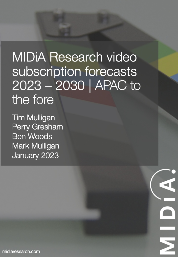 Cover image for MIDiA Research video subscription forecasts 2023-2030