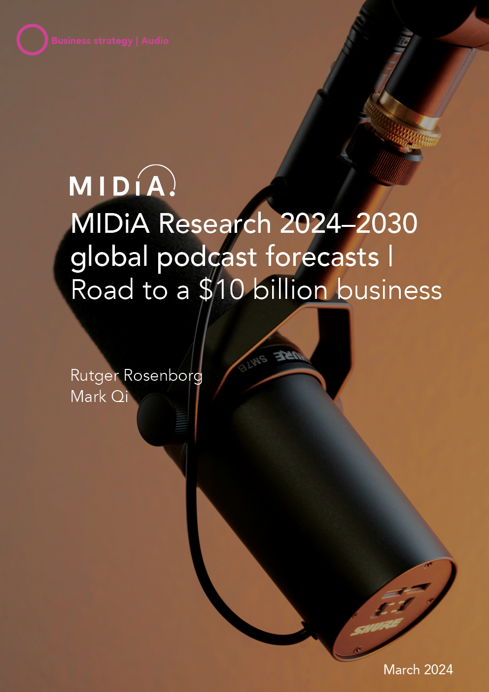 Cover image for MIDiA Research 2024–2030 global podcast forecasts